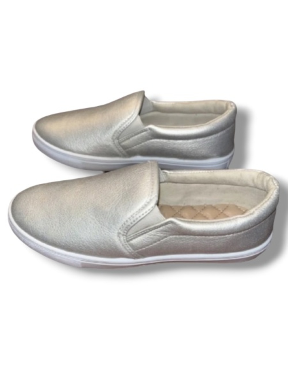 JustFab Women’s Alice Silver Metallic Slip on Sneakers